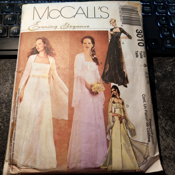 🗺 McCall's Evening Elegance Pattern 3010 Bridal, Formal Dancer, Costume Dresses - Picture 3 of 10